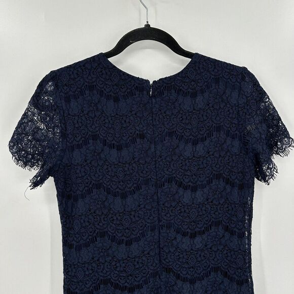 LULUS Take Me to Brunch Navy Blue Lace Shift Mini Cocktail Dress Size XS - Picture 9 of 11